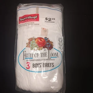 One Pack Three Pair Boys Vintage 70s Fruit Of The Loom White Briefs Underwear... - Picture 1 of 8