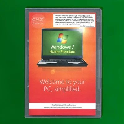 NEW Retail Windows 7 Home Premium x64 64 Bit Full Version SP1 DVD & Product Key - Image 1 of 3
