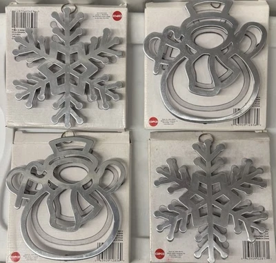 Juego de 4 muñecos de nieve de aluminio fundido Copco copo de nieve remache hornear cocinar Navidad Foto 1 de 4