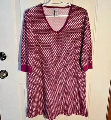Camisa para dormir Nautica para mujer L punto suave mangas 3/4 cuello en V púrpura blanco Foto 1 de 3