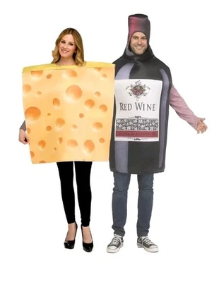 Disfraz de vino tinto y queso suizo para parejas adultas | Talla única DOS DISFRACES Foto 1 de 4