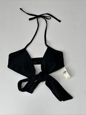 Top de natación de bikini acolchado con corbata frontal Aerie Scoop negro talla XS NUEVO CON ETIQUETAS Foto 1 de 4