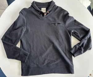Billy Reid Shiloh Sweater Sz L Dark Blue Shawl Collar Long Sleeve Pullover - Picture 1 of 7