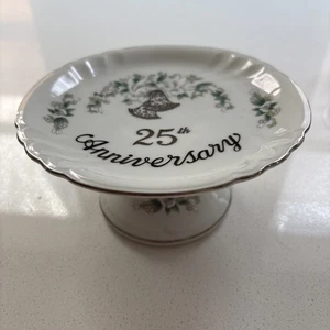 Vtg LEFTON China 25th Anniversary 5 1/2” Mini Cake Dish - Picture 1 of 5