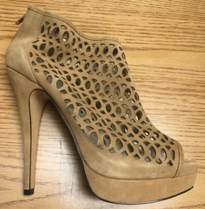Tacones de cuero Aldo con punta abierta recortados, marrón tostado, 9 - Imagen 1 de 7
