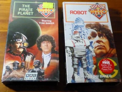 NEW! 2 VHS LOT, DOCTOR WHO, TOM BAKER *ROBOT*+*THE PIRATE PLANET, BBC/FOX VIDEO - Image 1 of 4