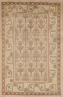 Alfombra nepalí de lujo anudada a mano beige 4x6 pies Foto 1 de 4