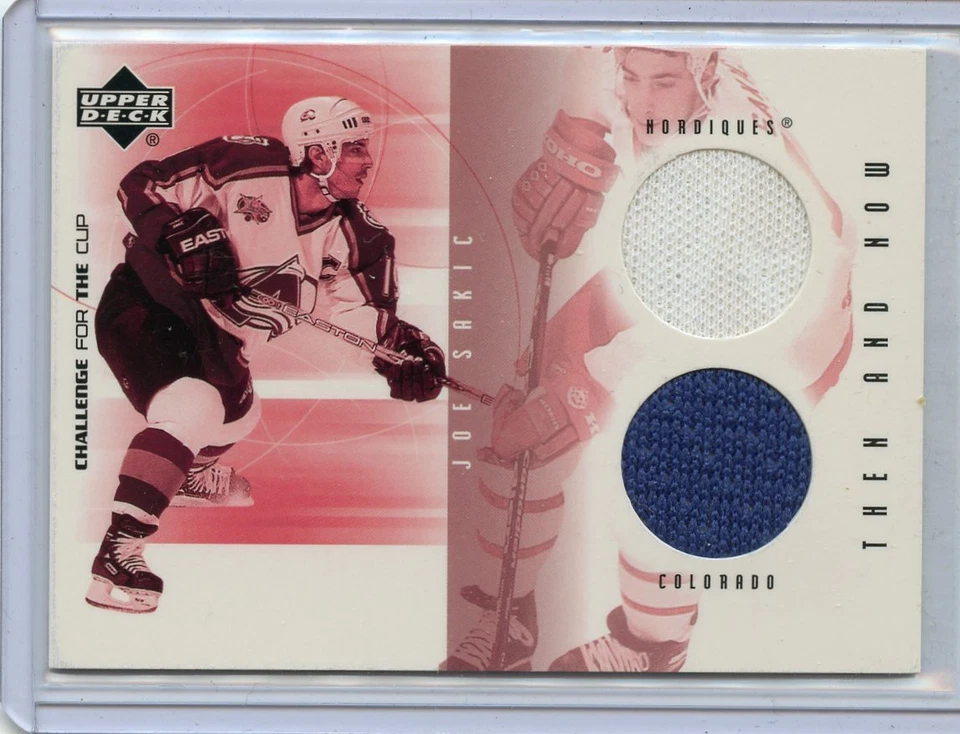 2001-02 CHALLENGE FOR THE CUP JOE SAKIC THEN AND NOW DUAL GAME WORN JERSEY - Image 1 of 1