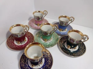 ROYAL VIENNA,GLORIA demitasse 6 cups and saucers.Full set. Courting couple.RARE - Picture 1 of 12