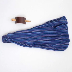 Purple Mix 100% Cotton Headband and Leather / Wood Hair Stick Barrette - Picture 1 of 4
