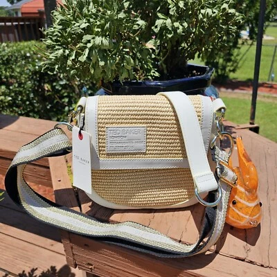 Ted Baker - STACELI - Correas de marca, cuero y rafia Xbody - Blanco - Nuevo con etiquetas - $195 Foto 1 de 4