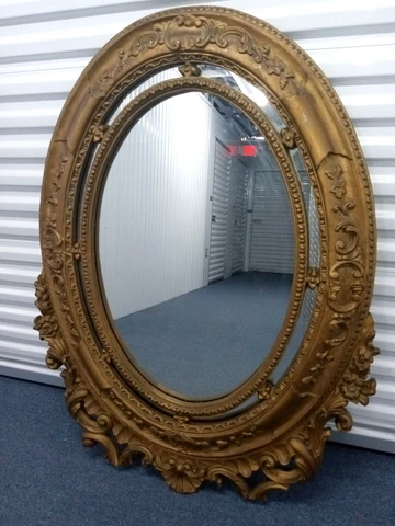 Wall Mirror Gold Frame Ornate Hollywood Regency Vintage Mid-Century 49.5" 1973 Cover