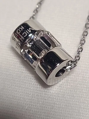 Collar Colgante Michael Kors Tono Plata Cristal Barril con Cadena Pieza de Moda Foto 1 de 4