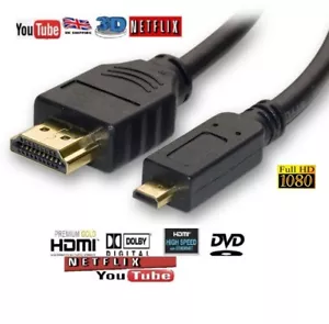 Micro HDMI Male to HDMI Male Cable Lead HDTV 1080p Digital Camera Camcorder-BABZ - Picture 1 of 1