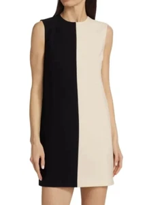 Minivestido THEORY Split Dos Tonos B&W Shift Talla 8 NUEVO CON ETIQUETAS. MSTP: 365$ - Imagen 1 de 5