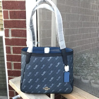 Bolso de Mano COACH HORSE & CARRIAGE Estampado Denim C4060 Nuevo con Etiquetas F/S Foto 1 de 4