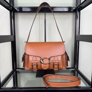 COACH Cargo Soft Tabby Shoulder Bag Motorcycle Style Brown CT721 Outlet strap - Picture 1 of 10
