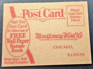 Wallpaper Sample Postcard Offer Montgomery Ward & Co Chicago Illinois 1898-1917 - Picture 1 of 2