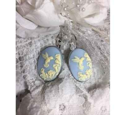 Boutique Francés Alambre AZUL Colibrí Camafeo Pendientes Boda Fiesta Mamá CUMPLEAÑOS  Foto 1 de 3