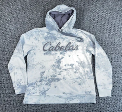 Cabela's Camouflage Hoodie Women's Large White Gray Camo Sweatshirt Embroidered - Image 1 of 4