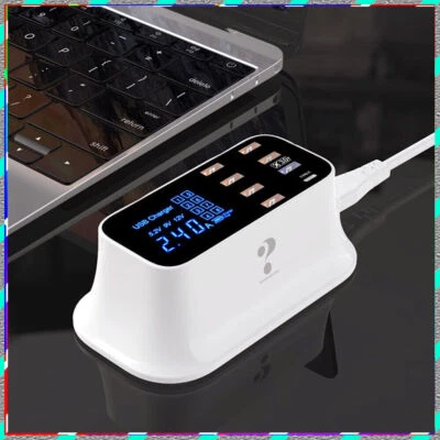 Multi-port smart charging station 6USB+1TPC+1QC3.0 LCD display travel charging - Image 1 of 4