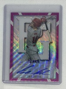 2021 LEAF METAL PERFECT GAME IKE IRISH AUTO PINK WAVE REFRACTOR 1/6
