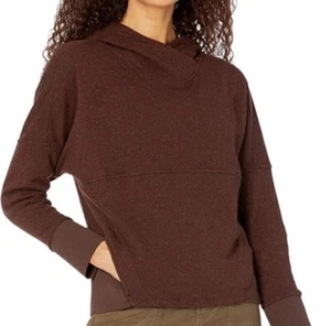 Prana Paskal Sweater Hoodie Womens Sz Medium Raisin Purple Brown Wool Blend - Picture 1 of 10