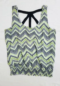 Blusa sin mangas Deb para mujer 1x patrón geométrico blanca amarilla - Imagen 1 de 6