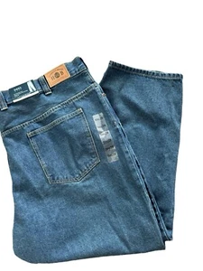 Brand New Harbor Bay Blue Denim Jeans Mens Loose Fit Cotton 50x28 Tapered Leg - Picture 1 of 7