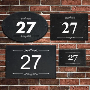 Personalised Rustic Slate House Number Plaque UV Print Door Sign Address Plaques - Picture 1 of 10