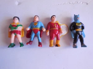 Set of 4 Vintage Superhero Pencil Toppers Batman Superman Robin Shazam - Picture 1 of 2