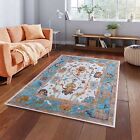 Beige & Sky Blue  8x10 Wool Traditional  oushak Colorful Hand knotted Rug