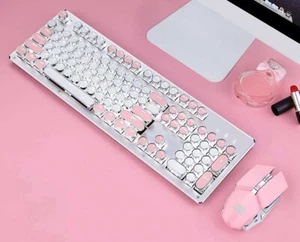 Retro Typewriter Wireless Backlit Keyboard and Mouse Combo by ThePnkStuff - USED - Picture 1 of 4