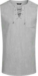 Coofandy Men's Cotton Linen Lace Up Boho Pirate Tunic Tank Top - Grey - Large - Picture 1 of 3