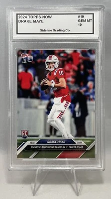 Drake Maye Rookie Debut Graded 10 Gem Mint 2024 Topps Now RC #10 Patriots - Image 1 of 3