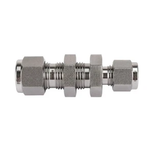 FITOK 316 SS Bulkhead Union 3/8" × 1/4" OD Compression Fitting, SS-BU-FL6-FL4 - Picture 1 of 4