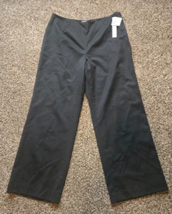 Kate Hill Wool Blend Black Wide Leg Dress Pants Women's Size 12 Petite NEW - Picture 1 of 7