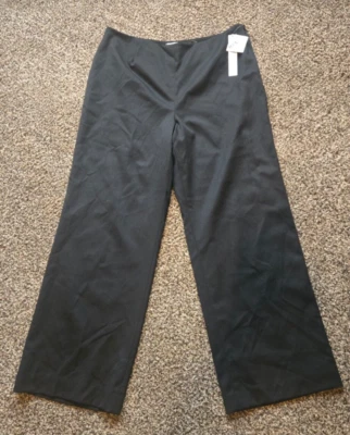 Pantalones de vestir Kate Hill de mezcla de lana negros de pierna ancha para mujer talla 12 pequeños NUEVO Foto 1 de 4