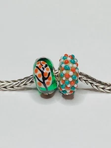 Trollbeads Christmas Uniques, Pair, Duo, Green, Nonpareils - Picture 1 of 5