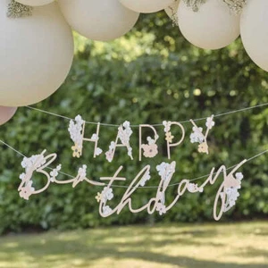 Birthday Bloom Floral Happy Birthday Bunting Banner Flower Party Decorations - Picture 1 of 4