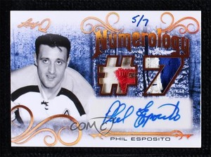 2019-20 Leaf Ultimate Leaf Q Numerology /7 Phil Esposito #N-PE1 Auto HOF