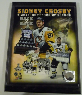 FOTO DE PINGÜINOS SIDNEY CROSBY "8 X 10" MONTADA EN UNA PLACA DE MÁRMOL NEGRO "9 X 12" Foto 1 de 3