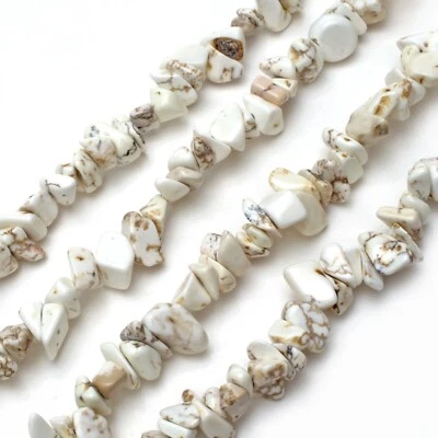 RIVER VALLEY GEMS White Howlite Chip Beads 32” Strand 5~8mm Jewelry Making Bulk Loose