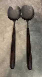 Tenedor/cuchara de ensalada de palo de rosa inoxidable Lauffer Palisandro Japón artículo de servicio MCM USADO EN EXCELENTE ESTADO - Imagen 1 de 9