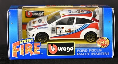 Coche de carreras Ford Focus Rally Martini 1:43 diecast Bburago Street Fire excelente Foto 1 de 4