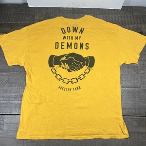 Lurking Class by Sketchy Tank Yellow Down With My Demons Short Sleeve T-Shirt L - Picture 1 of 7