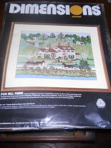 DIMENSIONS FOX HILL FARM CREWEL KIT #1266 BY ARTIST CHARLES WYSOCKI - Picture 1 of 2