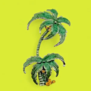 Broche palmeras tropicales cristal cocos esmalte hojas playa isla pin j2 - Imagen 1 de 4