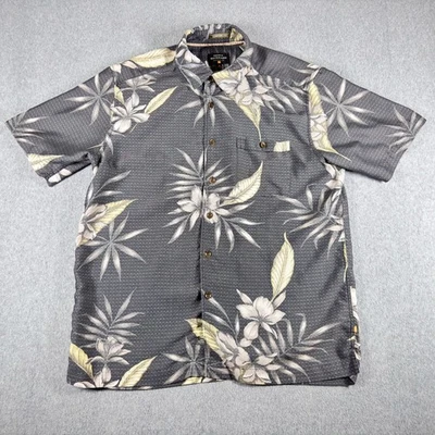 Quicksilver Para Hombres M Colección Waterman Botón Manga Corta Gris Floral Hawaiano Foto 1 de 4