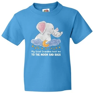 Inktastic My Great Grandma Loves Me To The Moon And Back Elephant Youth T-Shirt - Picture 1 of 9